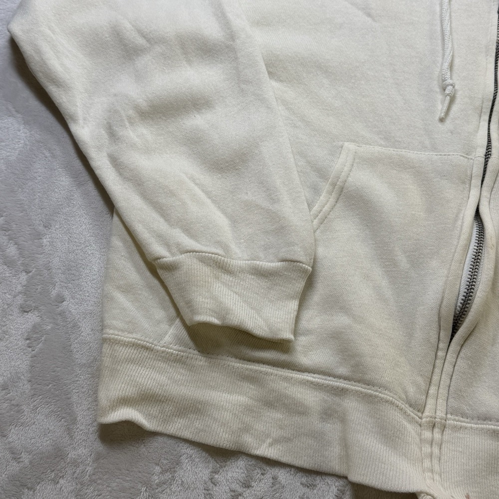 Vintage 80s OP Ocean Pacific Zip Hoodie USA Surf Skate Mens M Cream - Picture 5 of 9